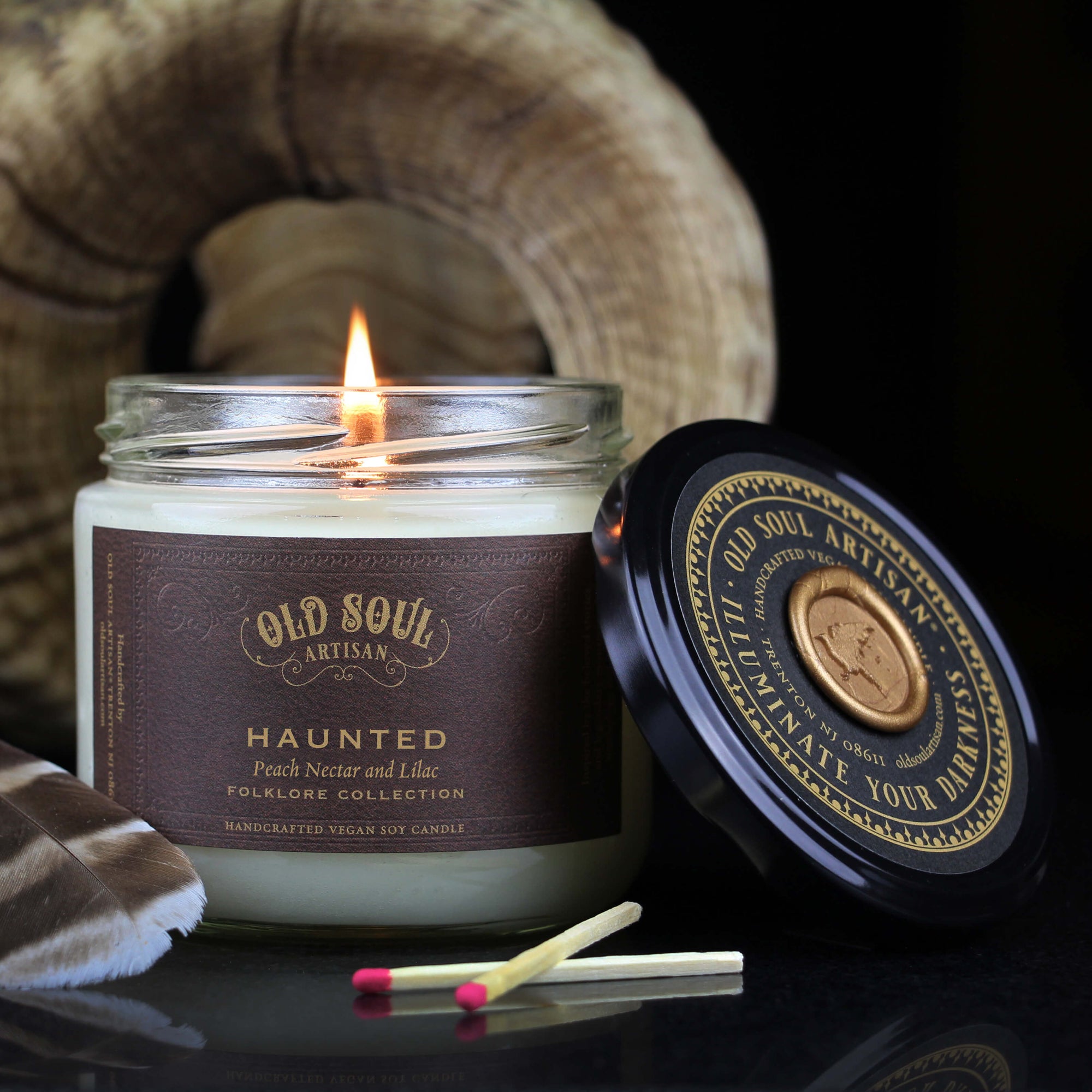 Haunted - Peach nectar and lilac soy candle