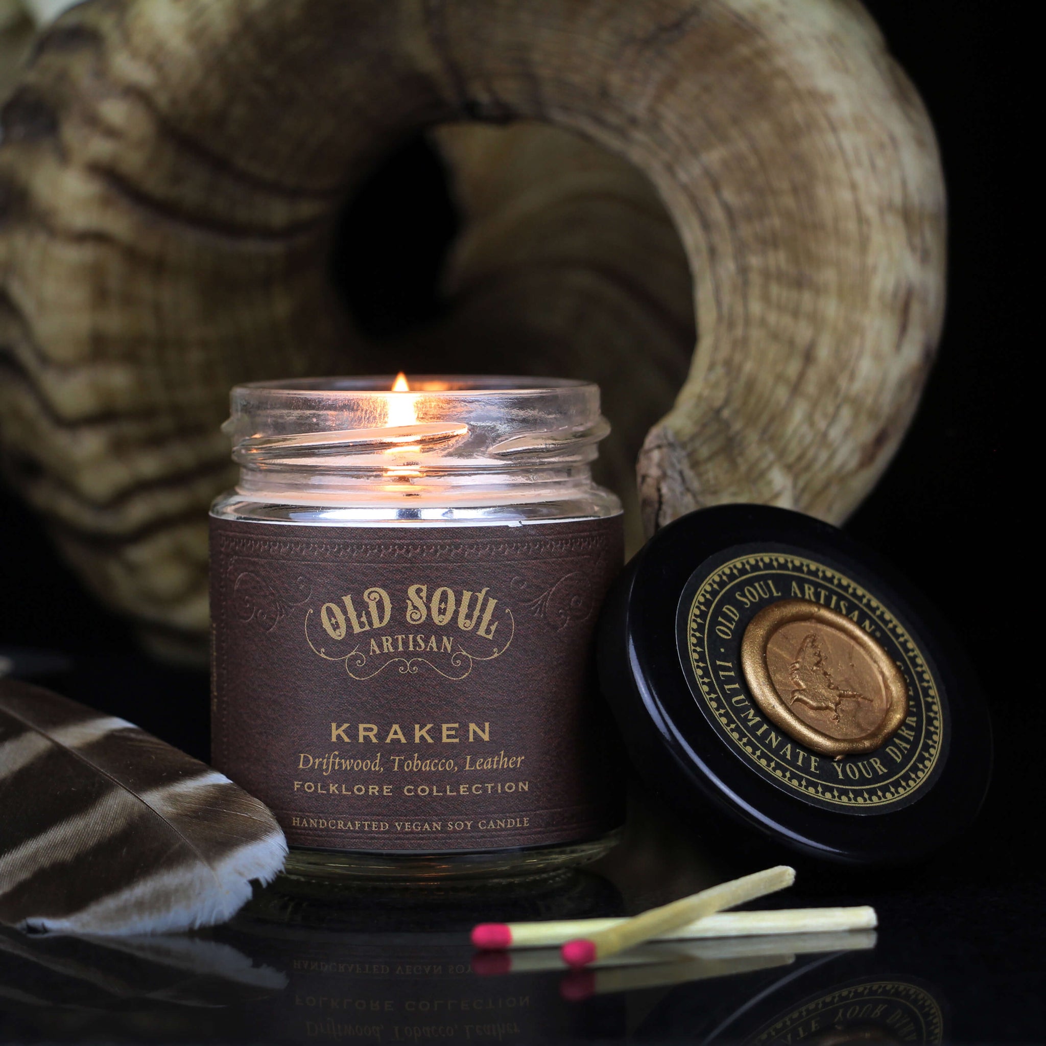 leather tobacco candle Kraken Soy Candle (driftwood, tobacco, leather) Scandinavian Sea Monster Folklore leather tobacco candle Kraken Soy Candle (driftwood, tobacco, leather) Scandinavian Sea Monster Folklore