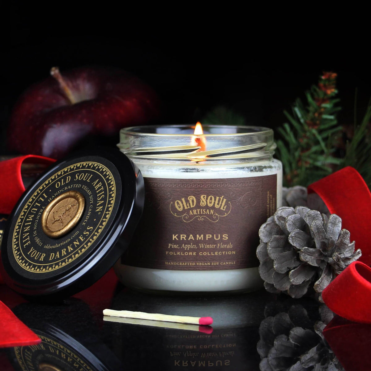 Krampus Soy Candle (pine, apples, winter florals)