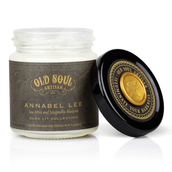 9 oz Soy Candle FRONT - Annabel Lee (sea mist and magnolia blossom)